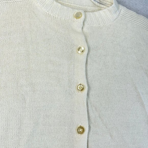 Vintage Unbranded Womens Ivory Cream Long Sleeve Pearl Button Cardigan Sweater - Picture 9 of 11